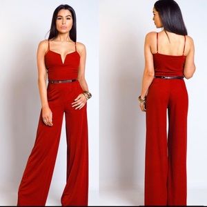❤️HOST PICK🖤Adeline Cherry Belted Jumpsuit